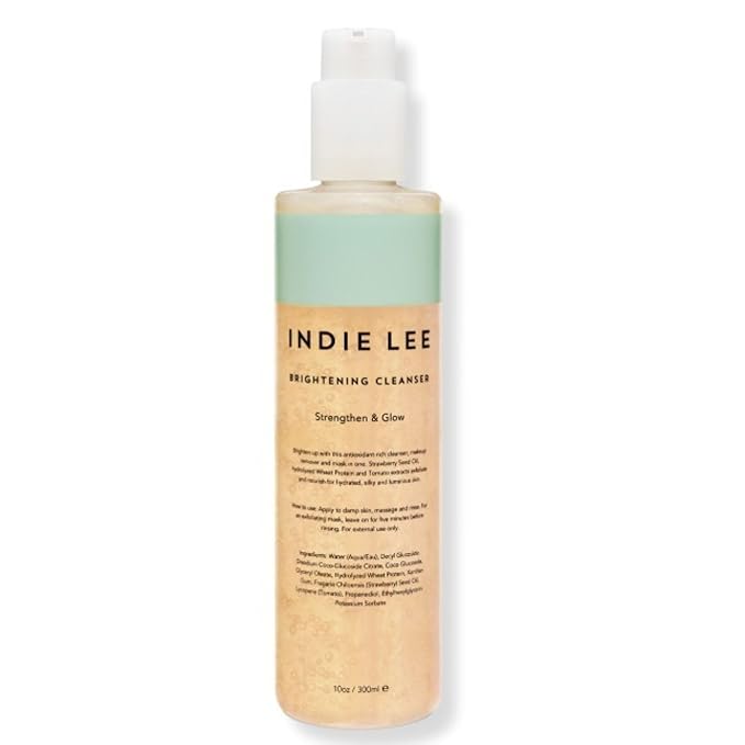 Indie Lee Brightening Facial Cleanser - Daily Hydrating Cleanser, Makeup Remover & Exfoliating Face Mask to Brighten, Firm & Protect Dry Skin - Clean, Gentle Face Wash (10oz)