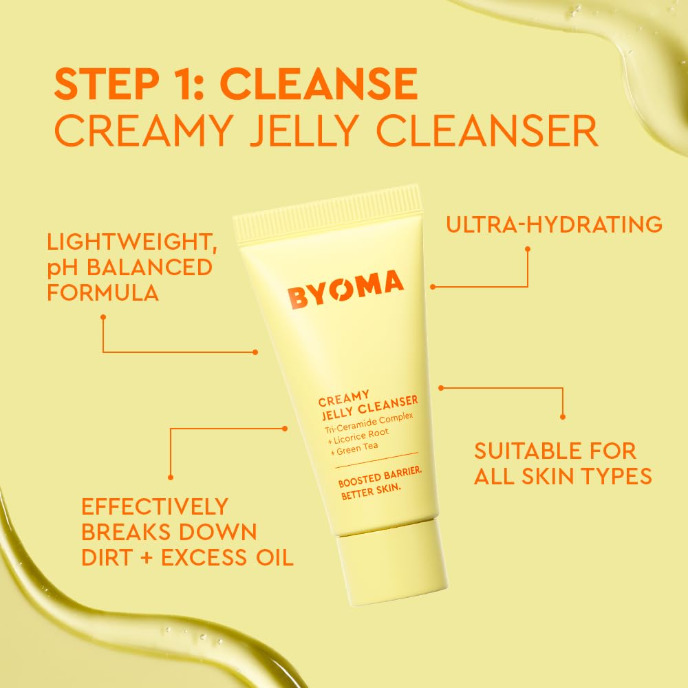 BYOMA Universal Starter Kit Heroes (5-Piece Kit) - Skincare Gift Set with Jelly Cleanser, Milky Toner, Hydrating Serum, Gel Cream & SPF 50 - Skin Barrier Repair Gift Set with Makeup Bag