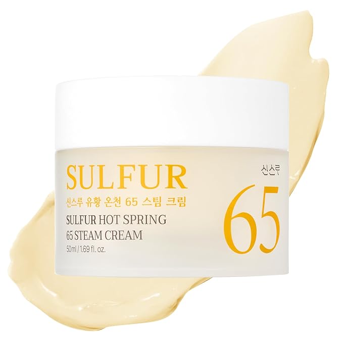 Sulfur Hot Spring Water 65% Repair Cream, Daily Face Cream Moisturizer for Dry Skin, Acne-prone, Sensitive Skin, Korean Skin Care (1.69 fl.oz. 50ml)