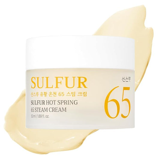 Sulfur Hot Spring Water 65% Repair Cream, Daily Face Cream Moisturizer for Dry Skin, Acne-prone, Sensitive Skin, Korean Skin Care (1.69 fl.oz. 50ml)