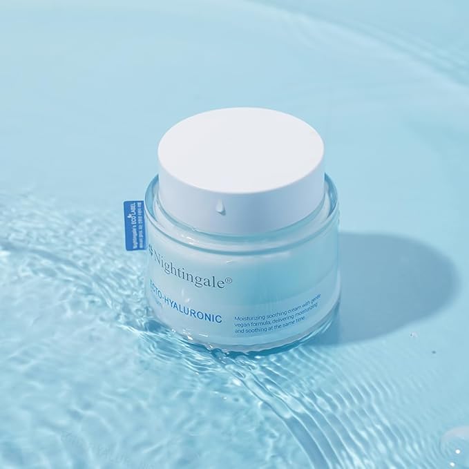 Nightingale Ecto-Hyaluronic Cream with 8 layer Hyaluronic Acid, Ectoin, Daily Face Moisturizer For Dry Skin, Fragrance Free, Hypoallergenic, Allergen Free, Cruelty Free, Vegan, Korean Skin Care