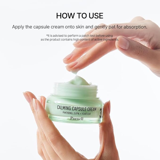 Parnell Panthenol 3.89% | 50ml / 1.69 fl.oz. | Heartleaf Calming Capsule Cream, Acne soothing cream, korea skin care, korea beauty