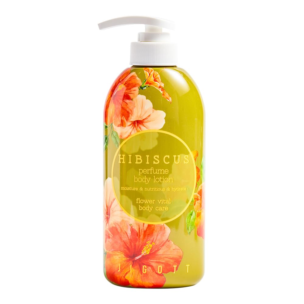Jigott - Hibiscus Perfume Body Lotion 16.9 FL OZ/500ml, Korean Beauty Skincare Product, Hydrating & Nourishing Daily Moisturizer for Soft Skin.