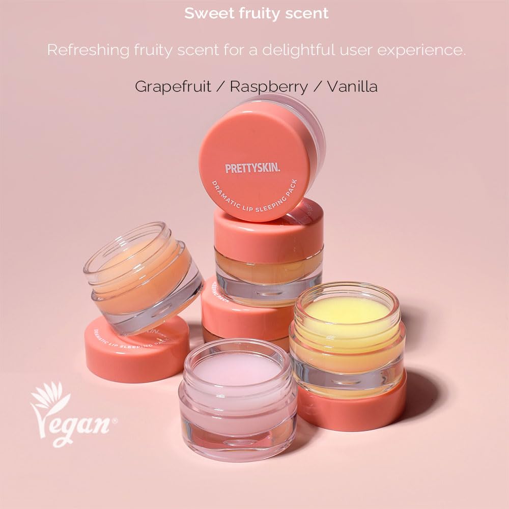PRETTYSKIN Korean Vegan Lip Sleeping Pack for Intense Hydration | Nourish Dry Lips with Glossy Finish 9g (Dreamy Grapefruit)