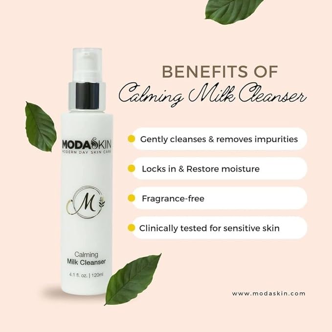 Calming Milk Facial Cleanser for all skin types with Chamomile Extract, Antioxidant & Coconut Oil that helps the Skin Generate & Tighten Spores 120 ml