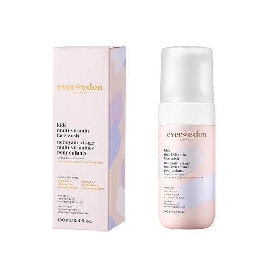 Evereden Kids Face Wash: Cool Peach, 3.4 fl oz. | Gentle Skin Care | Non-toxic and Clean Ingredients | Multi-Vitamin Skin Care for Kids