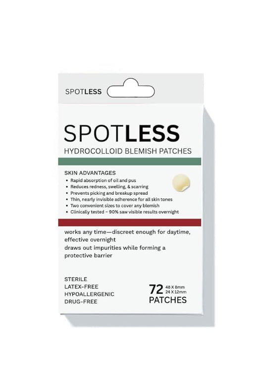 SPOTLESS Hydrocolloid Blemish Patches, 72 Count, Latex-Free, 2 Sizes, Clinically Tested, Salicyclic acid, Tea Tree oil