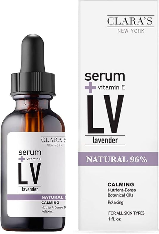 CLARA'S NEW YORK Lavender in Squalen Facial Serum with Vitamin E for Soothing, Calming and Moisturizing - Lightweight Formular 30ml /1Fl oz - Made In USA