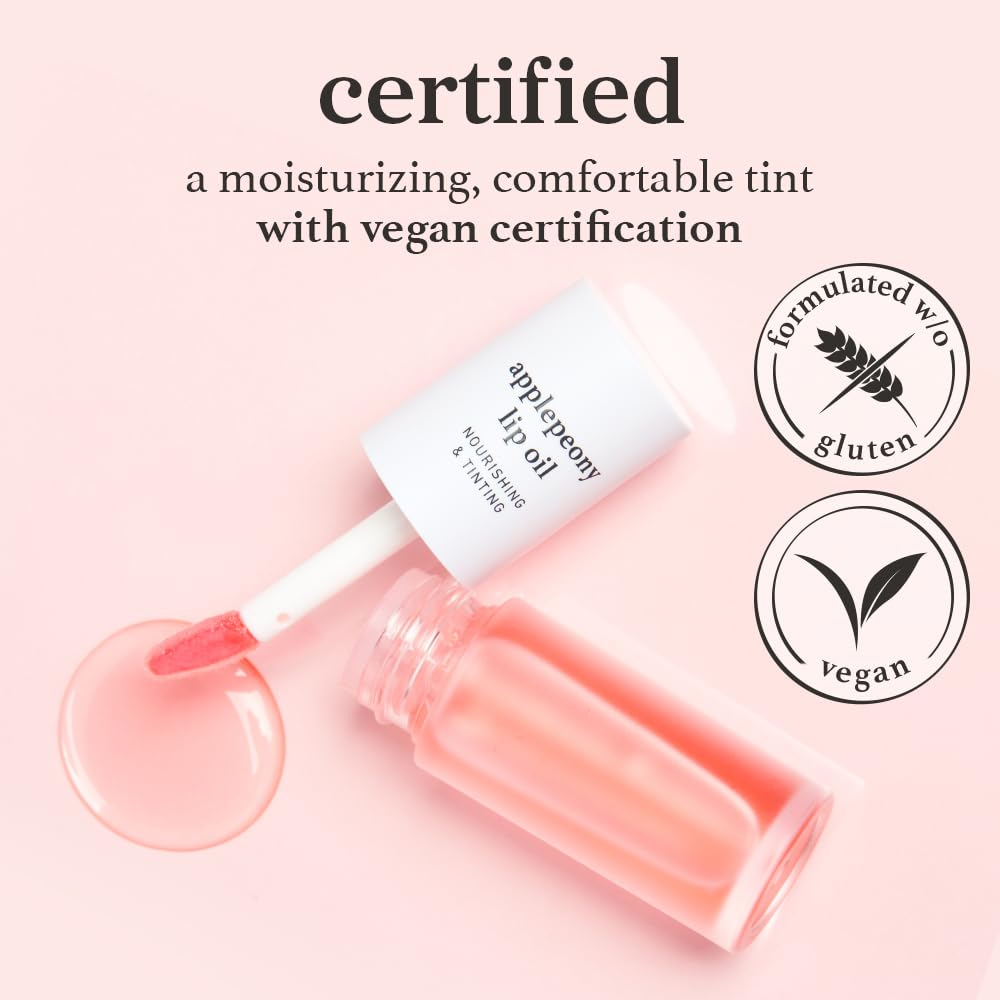 NOONI Korean Lip Oil - Applepeony | Long-Lasting, Moisturizing, Plumping, Revitalizing for Dry Lips, Waterproof, No Peel Off, Hydrating, Nourishing Crystal Clear, 0.12 FL Oz