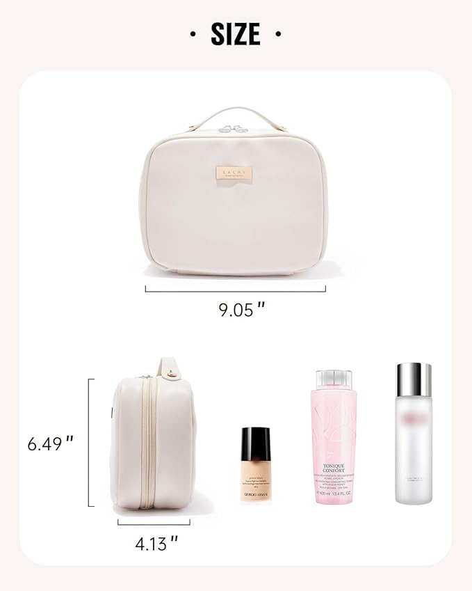 EACHY Travel Makeup Bag,Large Capacity Cosmetic Bags for Women,Waterproof Portable Pouch Open Flat Toiletry Bag Pattern Makeup Bag