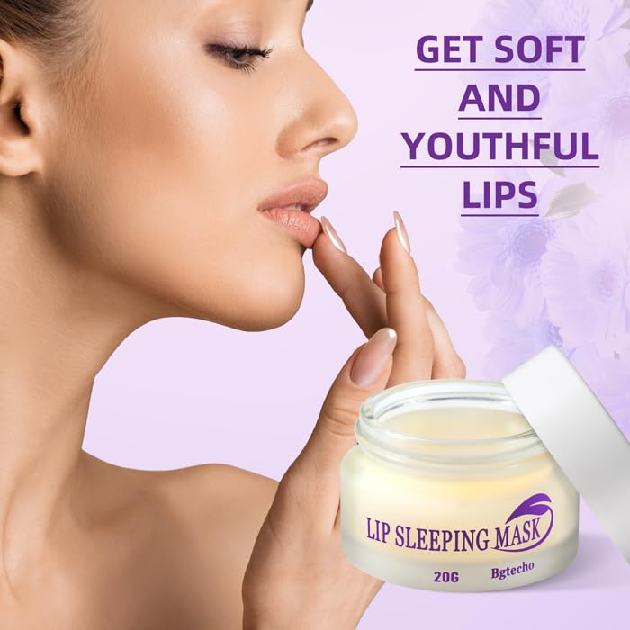 Bgtecho Lip Mask Overnight,Lip Collagen Lip Sleeping Mask With Peptide Complex,Moisturizing Lip Balm for Lip Care Cracked Lips,Dry Lips,Lip Wrinkles Repair,Nourish & Hydrate(20g)