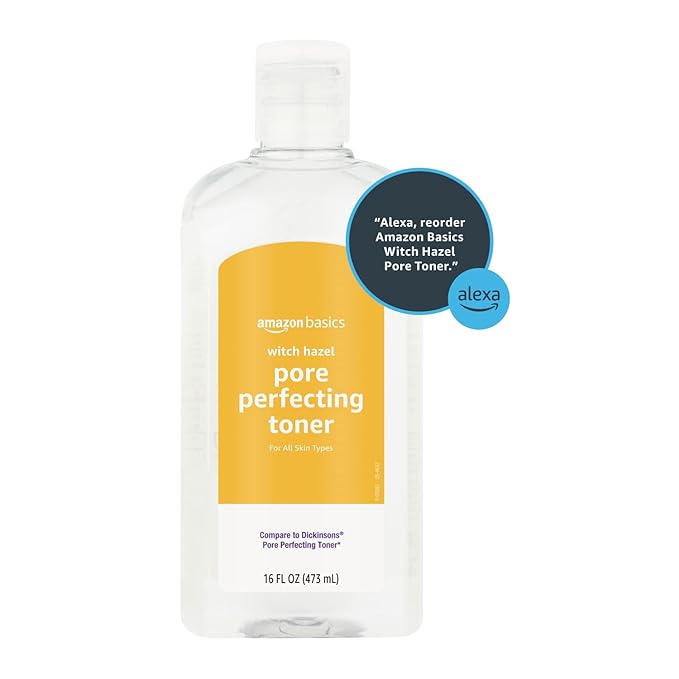 Amazon Basics Witch Hazel Pore Perfecting Toner, Unscented, 16 Fluid Ounces, 1-Pack