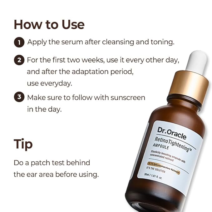 DR. ORACLE Retino Tightening Ampoule – Anti-Aging Retinol Serum for Wrinkles & Fine Lines, Retinoid (HPR), Facial Serum for Sensitive Skin, Spot Care, Korean Skincare, Dermatologist Tested, 1.01 fl.oz