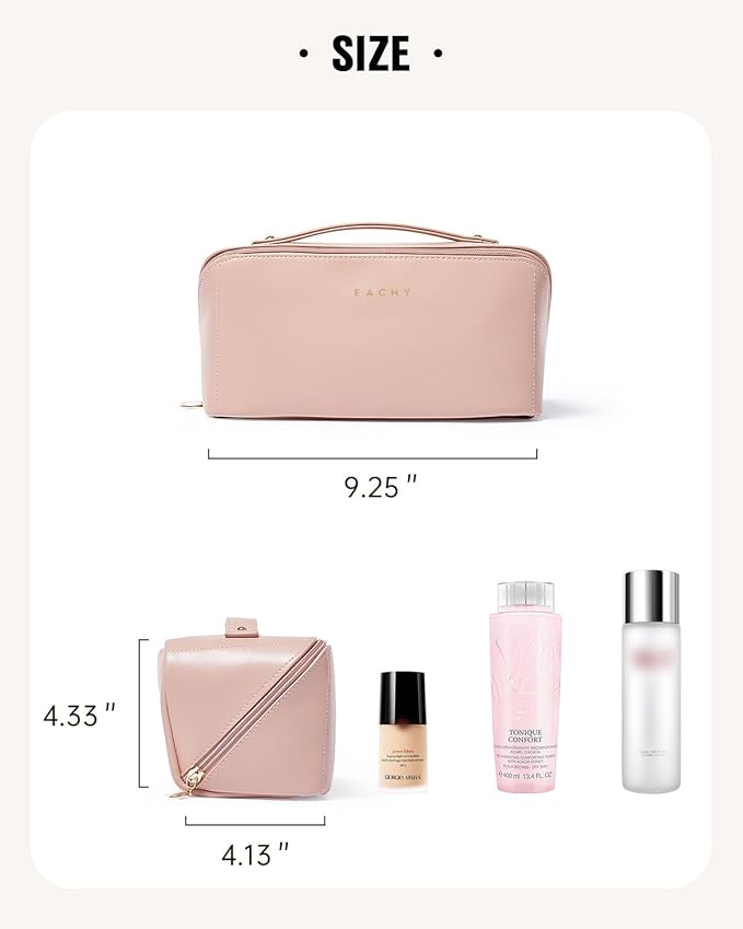 EACHY Travel Makeup Bag,Large Capacity Cosmetic Bags for Women,Waterproof Portable Pouch Open Flat Toiletry Bag Pattern Makeup Bag