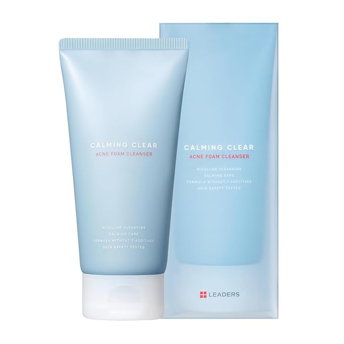 Leaders Calming Clear Acne Foam Cleanser – Gentle Deep Cleanser for Acne-Prone Skin, Acne Skin Care, Calms Redness & Irritation, Controls Excess Sebum & Exfoliate Dead Skin Cells 150ml (5.07 oz)
