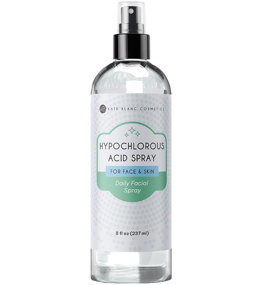 Kate Blanc Cosmetics Hypochlorous Acid Spray for Face and Skin. Gentle Facial Cleanser for Acne-Prone & Sensitive Skin with .02% HOCl (8oz)