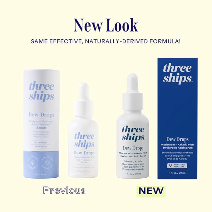 Three Ships - Jelly Drops Kakadu Plum + Mushroom Hyaluronic Acid Serum | Hydrate, Replenish, Plump Skin | Cruelty-Free, Vegan, Paraben-Free, Sensitive Skin Safe (1 fl oz | 30 mL)