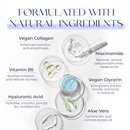 Skin 2.0 Hyaluronic Acid & Collagen Face Serum - Dermatologist Tested, Skin Tightening, Hydrating - Anti-Aging, Clean Beauty, Cruelty-Free Korean Skincare for All Skin Types - 1.69 Fl oz