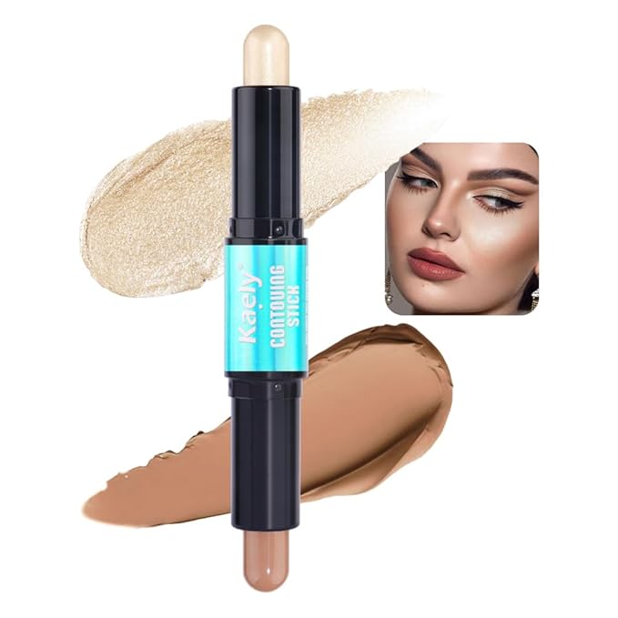Kaely 2in1 Cream Bronzer Highlighter Stick,Face Shaping Contouring Shades Makeup,02