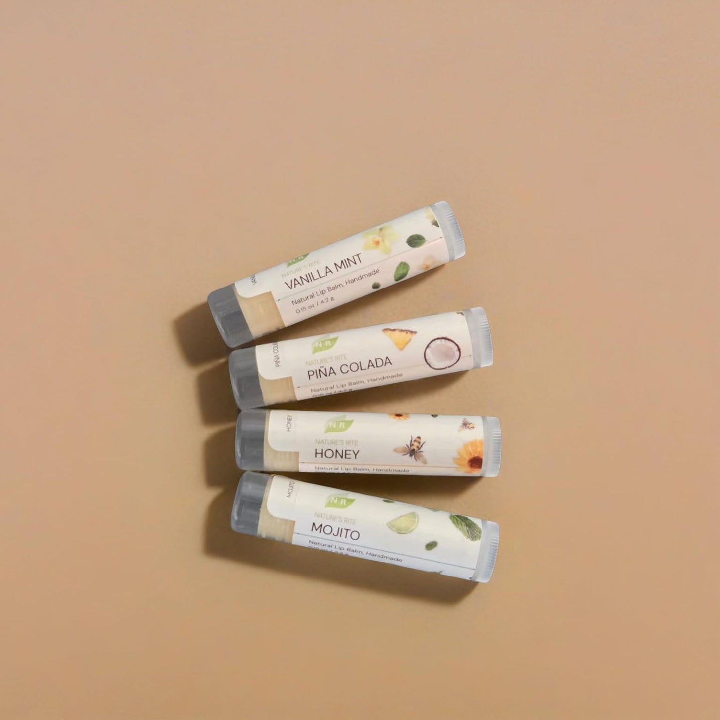Handmade Lip Balm Set – 4 Natural Flavors – Deep Moisture for Soft, Hydrated Lips – All-Natural Ingredients – Perfect for Daily Care