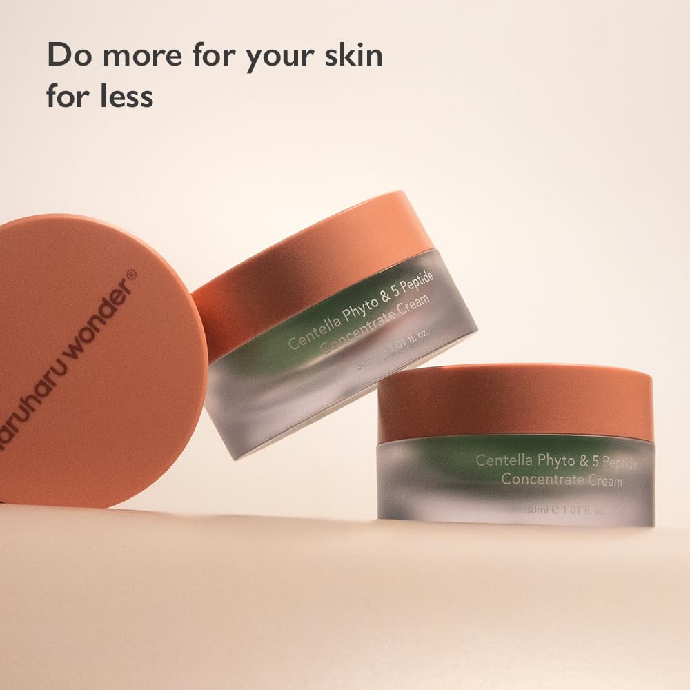 HARUHARU wonder Centella Phyto & 5 Peptide Concentrate Cream, 1.01 fl. Oz, Daily & Night Cream, Nourishing, Wrinkles improvement for all skin types, Vegan, Cruelty-Free, Korean Skincare