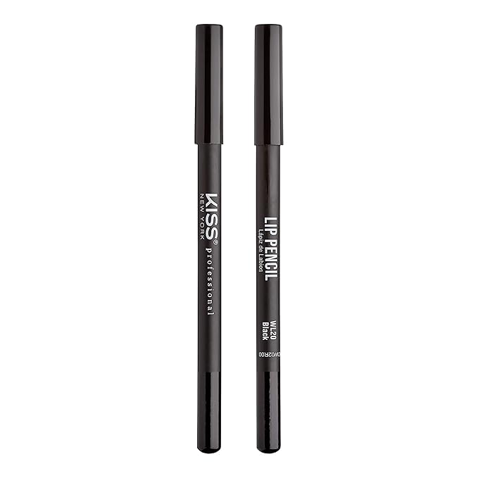 KISS New York Professional Slim Lip Pencil, Creamy Soft Lip Liner, Smooth Long-Lasting Rich Lip Color, Natural Lip Makeup, Water-Resistant Lip Crayon (Black)