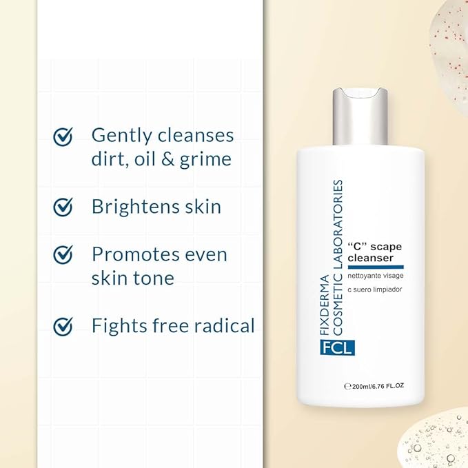 FCL 2% Vitamin C Face Wash, C Scape Cleanser for Gentle Exfoliation and Brightening | Cleanser Face Wash For Unevenly Pigmented Skin | Dark Spot Cleanser for Face - 200ml/6.76 Fl Oz