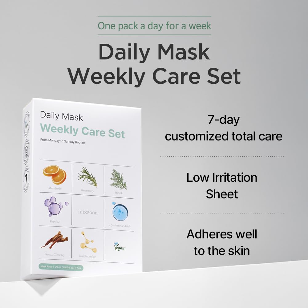 mixsoon Daily Mask Weekly Care Set 1Pack 7ea Soft Sheets Mask Pack Korea Glass Skin Care