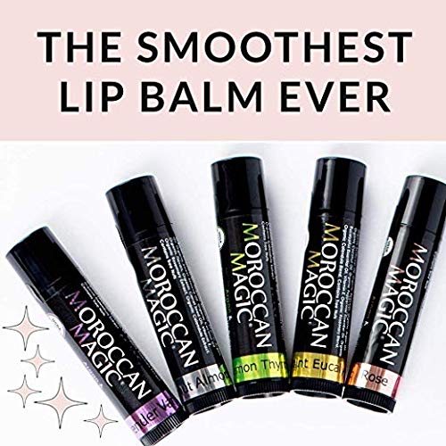 Moroccan Magic Organic Unscented Lip Balm 3 Pack | Ultra-Hydrating Argan Oil Lip Moisturizer + Vitamin E | Natural Chapstick for Dry Lips | Smooth, Non-Toxic | Organic Lip Balm