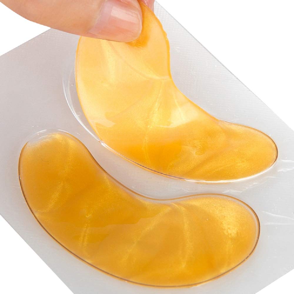 Gold Bio Collagen Crystal Mask Set - 5 Pairs Gold Eye Mask and 5 Pcs Gold Lip Mask, Anti Aging Eye and Lip Mask,