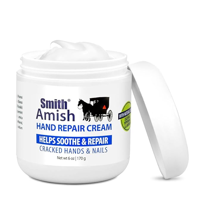 Smith Amish 6oz Hand Repair Cream - Moisturizing Formula with Glycerin, Lavender, Calendula - Soothes, Revitalizes, and Nourishes Dry, Rough Hands - Ultimate Hydration and Repair Solution