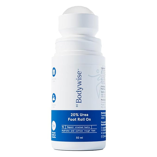 Be Bodywise 20% Urea Foot Cream Roll On 50ml | For Dry & Cracked Heels | With 2% Lactic Acid, Olive Oil & Vitamin E | Helps Repair and Moisturise Cracked Heels