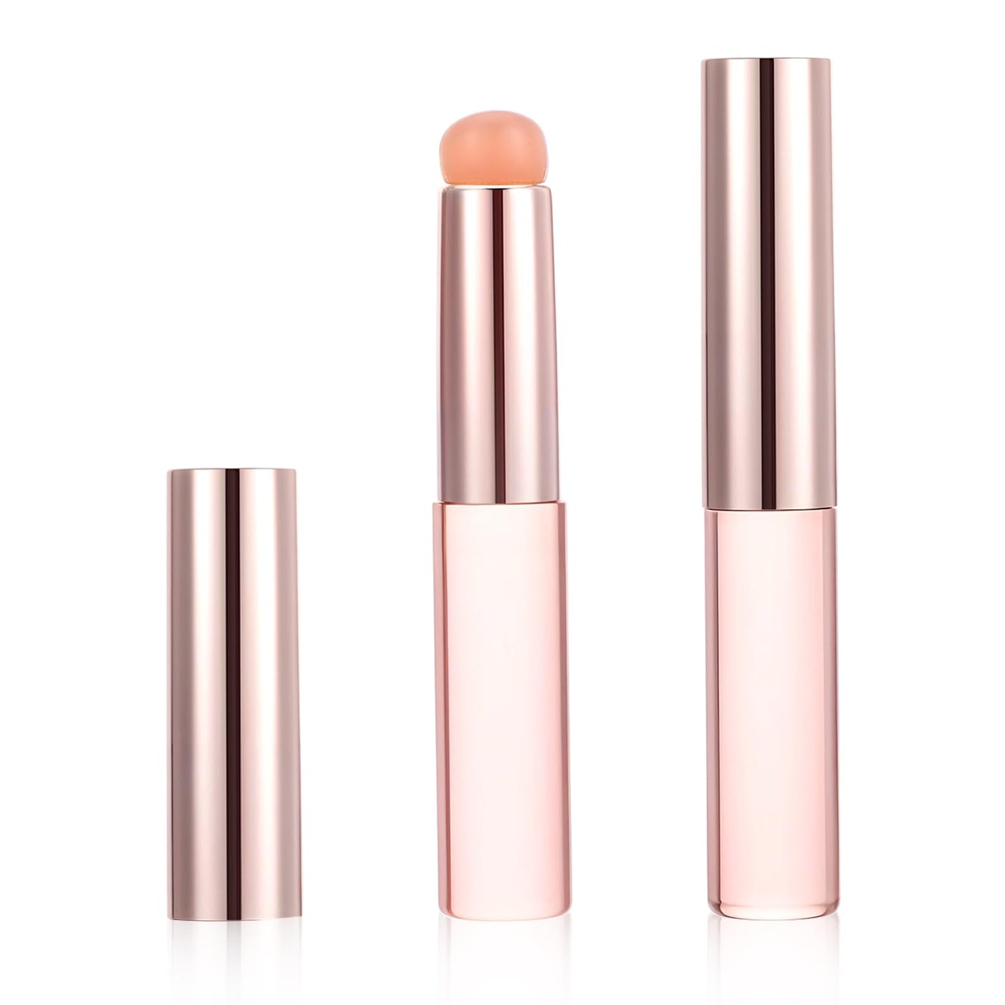 2 Pcs Lip Balm Applicator Silicone Lip Mask Brush with Cap, Round Head Lips Brushes Reusable Silicone Makeup Brush Convenient and Easy to Clean for Even Application of Lipstick Lips Gloss