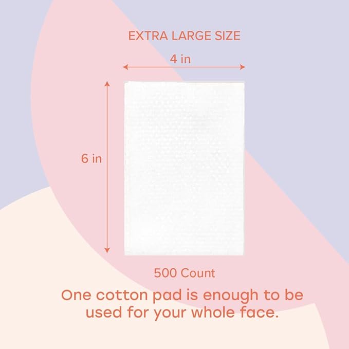 White Rabbit - Naked Cotton Classic - Premium Facial Cotton Pads - for Makeup Remover, Toner, Mask - 100% Cotton, Unbleached, Lint-Free - Extra Soft & Durable - Natural & Cruelty-Free - 500 Count