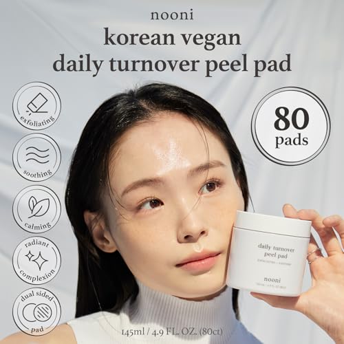 NOONI Facial Toner Pads - Glycolic Acid Exfoliating Pads 80 EA | AHA(Glycolic Acid, Lactic Acid), Pore Pad, Glass Skin, Reduces Fine lines with Panthenol & Hydrating Serum, Korean Skin Care, Kbeauty