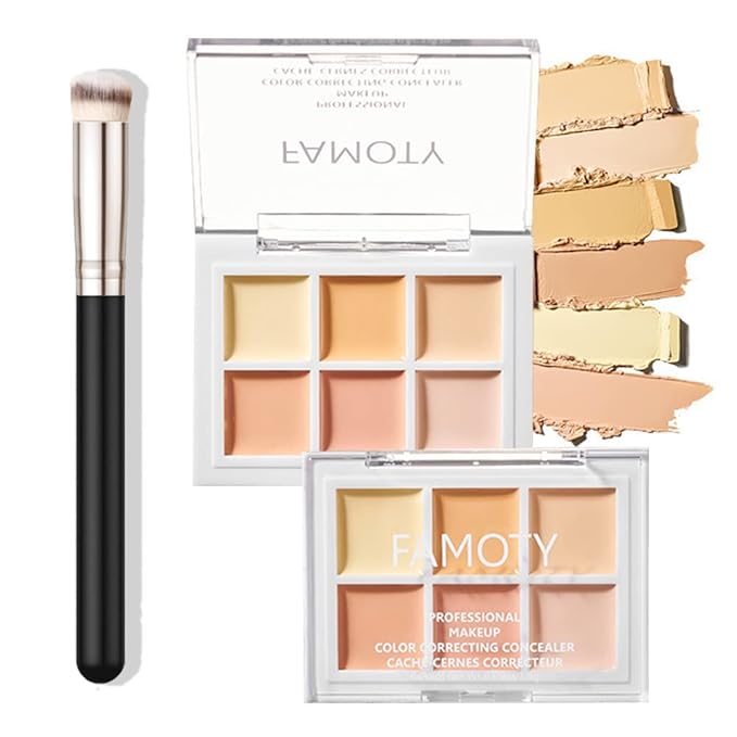 6 Color Correcting Concealer Palette With Concealer Brush,