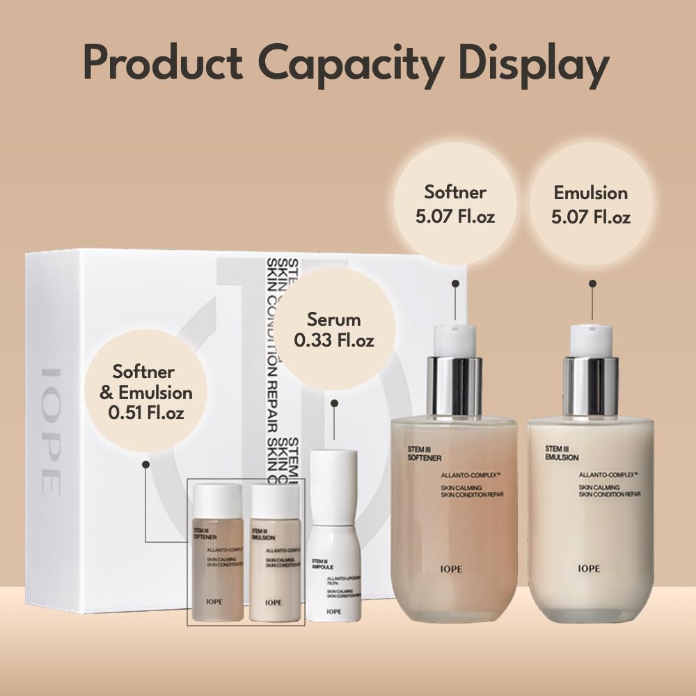 IOPE STEM III Skin Care Gift Set | Korean Timeless Skincare for Daily Uses, Intense Anti-Aging Face Toner & Lotion & Serum with Hyaluronic Acid, Kit for Hydration and Moisture Barrier Strength