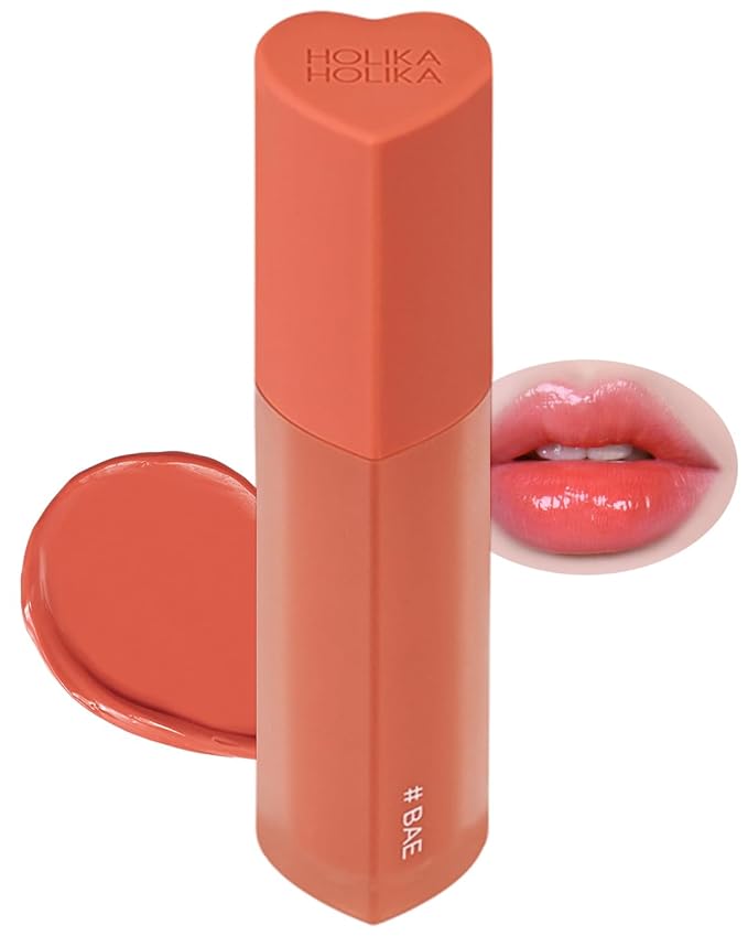 HOLIKA HOLIKA Heart Crush Glow Lip Tint Air – Korean Lip Tint with High Shine Juicy Fruit Jam Colors Lip Stain – Hydrolyzed Collagen & Vitamin C (03 BAE)