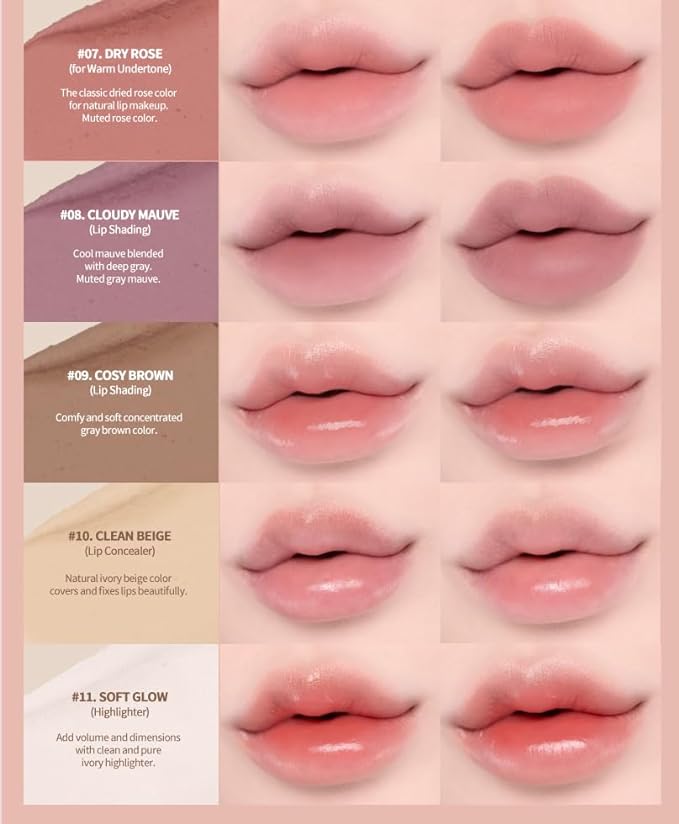 Heart Percent Dote On Mood Lip Pencil, Long-Lasting Creamy Lip Crayon Smooth Color Liner Retractable Lipstick Pencil 0.8g, #09. Cozy Brown