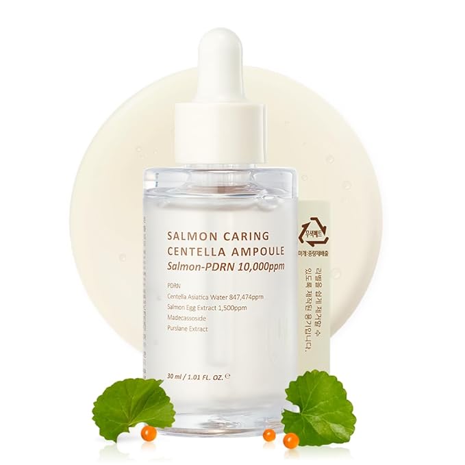Salmon Caring Centella Ampoule - Salmon PDRN, Salmon Egg Extract, Centella, Madecassoside, Calming, Soothing, Restore and Rejuvenate, Sensitive Skin, Korean Skincare
