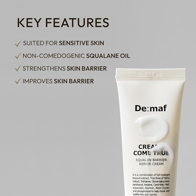 Creams Come True Squalane Barrier Repair Cream | Korean Face Moisturizer with Squalane Oil, Ceramides & Panthenol | K Beauty Skincare for Glass Skin (1.7 fl oz)