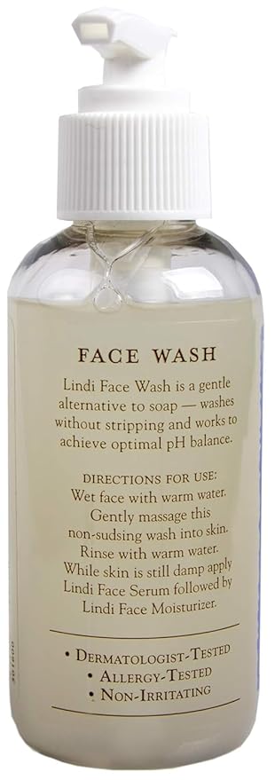 Lindi Skin Face Wash for Dry & Sensitive Skin - Gentle, Moisturizing Formula That Hydrates & Refreshes Your Body and Scalp - Reduce Facial Rashes, Redness, and Iitching (4 fl oz)
