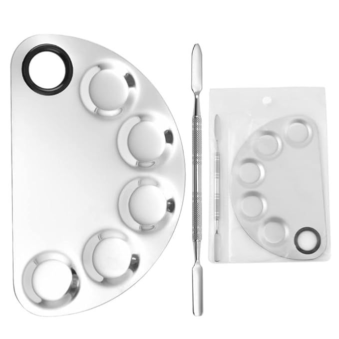 AKOAK Stainless Steel Beauty Palette, with Spatula Tool,
