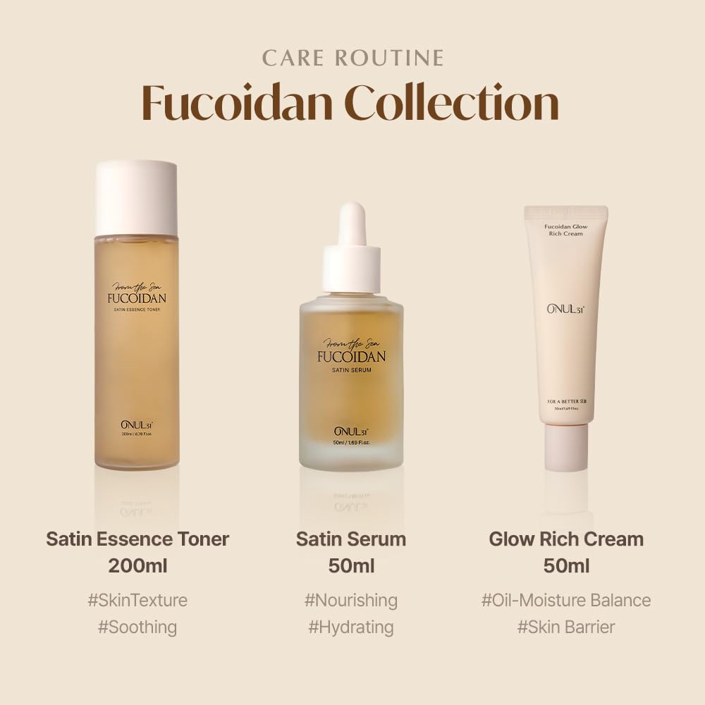 ONUL31° Fucoidan Glow Rich Cream—Daily Face Moisturizer with Niacinamide & Plant-based ingredients for Dry Sensitive Skin | Korean Skincare 1.69 fl. Oz
