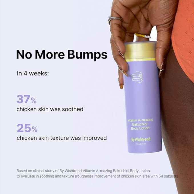 BY WISHTREND Vitamin A-mazing Bakuchiol Body Lotion 150g, Korean body lotion, skin bumps, chicken skin, hyperpigmentation, dull wrinkles, pore care for All Skin Types