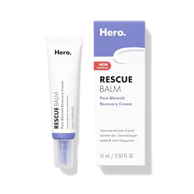 HERO COSMETICS Rescue Balm Original-New Formula The Post-Blemish Cream to Boost Hydration and Improve the Look of Post-Blemish Marks. Derm-Tested. New Formula. Won’t Clog Pores. 15mL