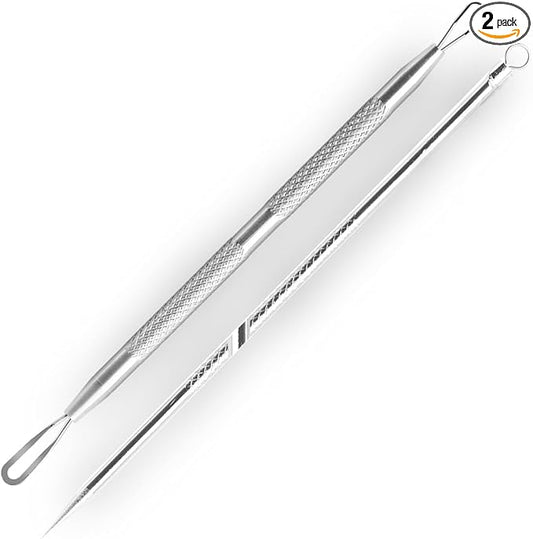 [2 Pcs] Pimple Extractor Tool 2025 Latest - Comedone Extractor, Pimple Popper, Blackhead Remover for Face, Zit Popper, Pimple Needle for Acne Removal