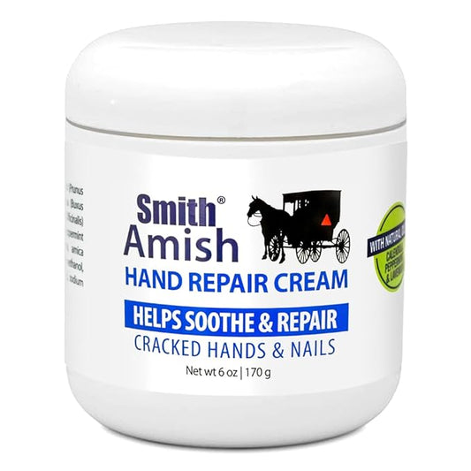 Smith Amish 6oz Hand Repair Cream - Moisturizing Formula with Glycerin, Lavender, Calendula - Soothes, Revitalizes, and Nourishes Dry, Rough Hands - Ultimate Hydration and Repair Solution