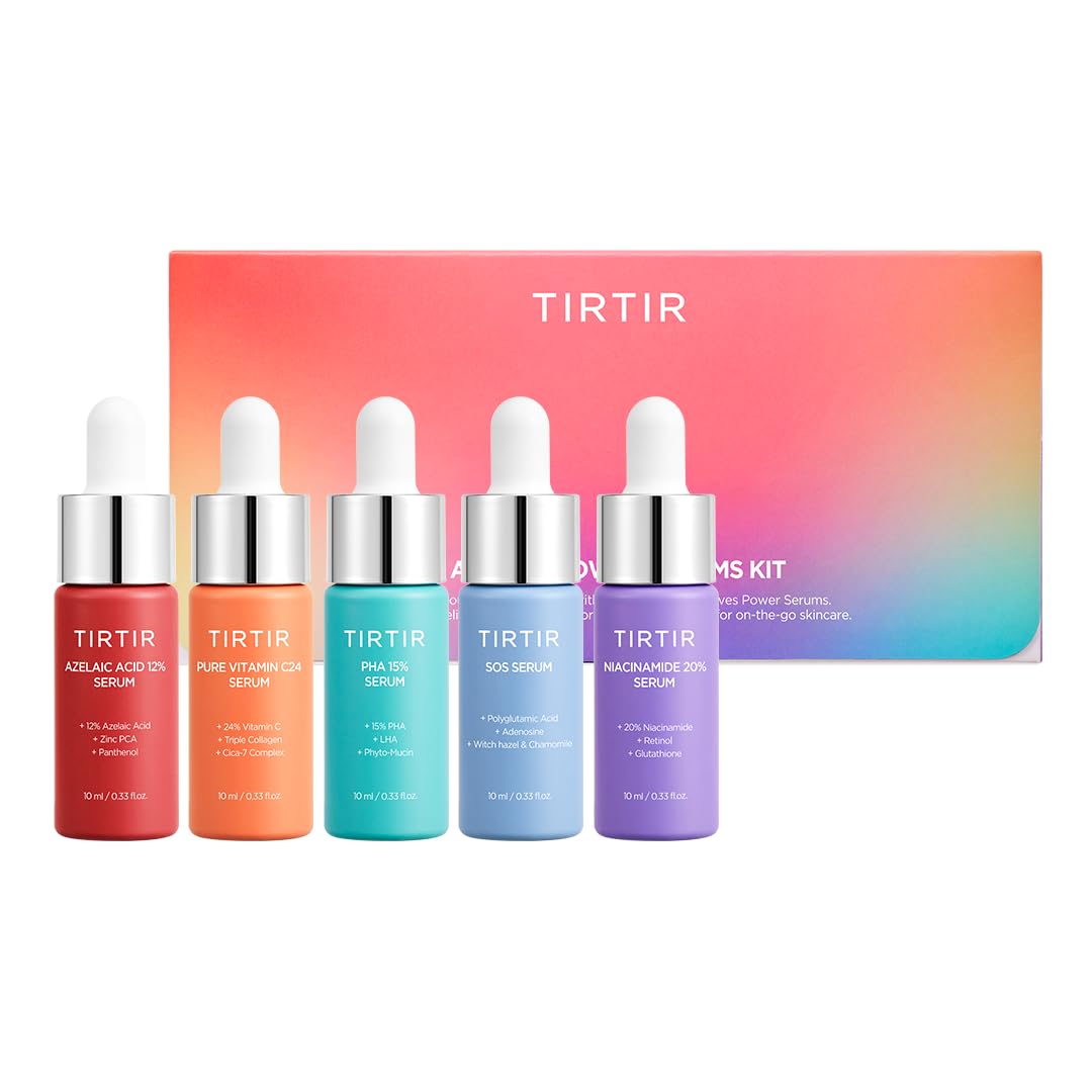 TIRTIR 5 Actives Power Serums Kit – Korean Skin Care Set with Vitamin C, Niacinamide, Azelaic & Hyaluronic Acid, Hydrating Serum, Radiance Boost, Nourishment, Travel Essentials, Skincare Gift