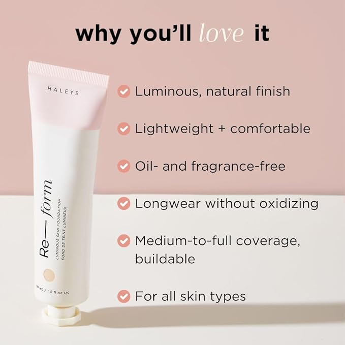 HALEYS Re-form Luminous Skin Foundation, VEGAN + CRUELTY-FREE, types (2.25)